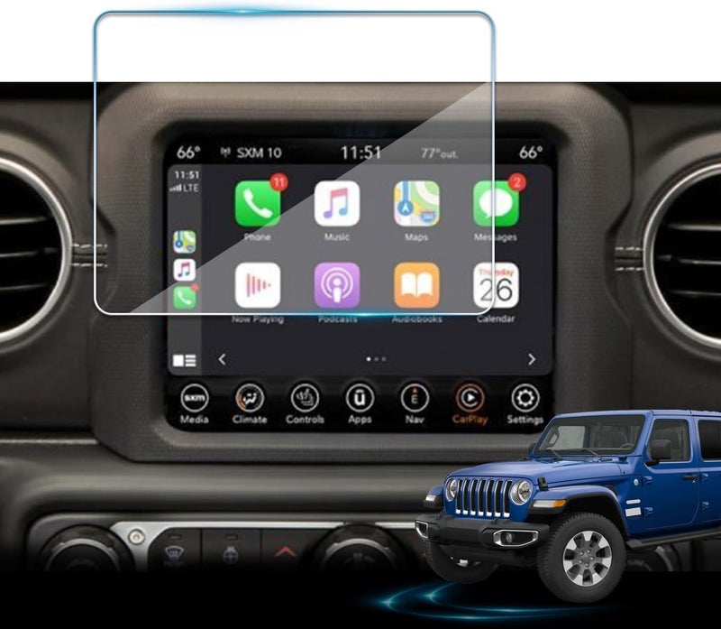 VIAROOM Screen Protector For Jeep Wrangler 2018-2023, Tempered Glass Protective Film For Wrangler 2023 2022 2021 Accessories - 8.4 inch - Image 1